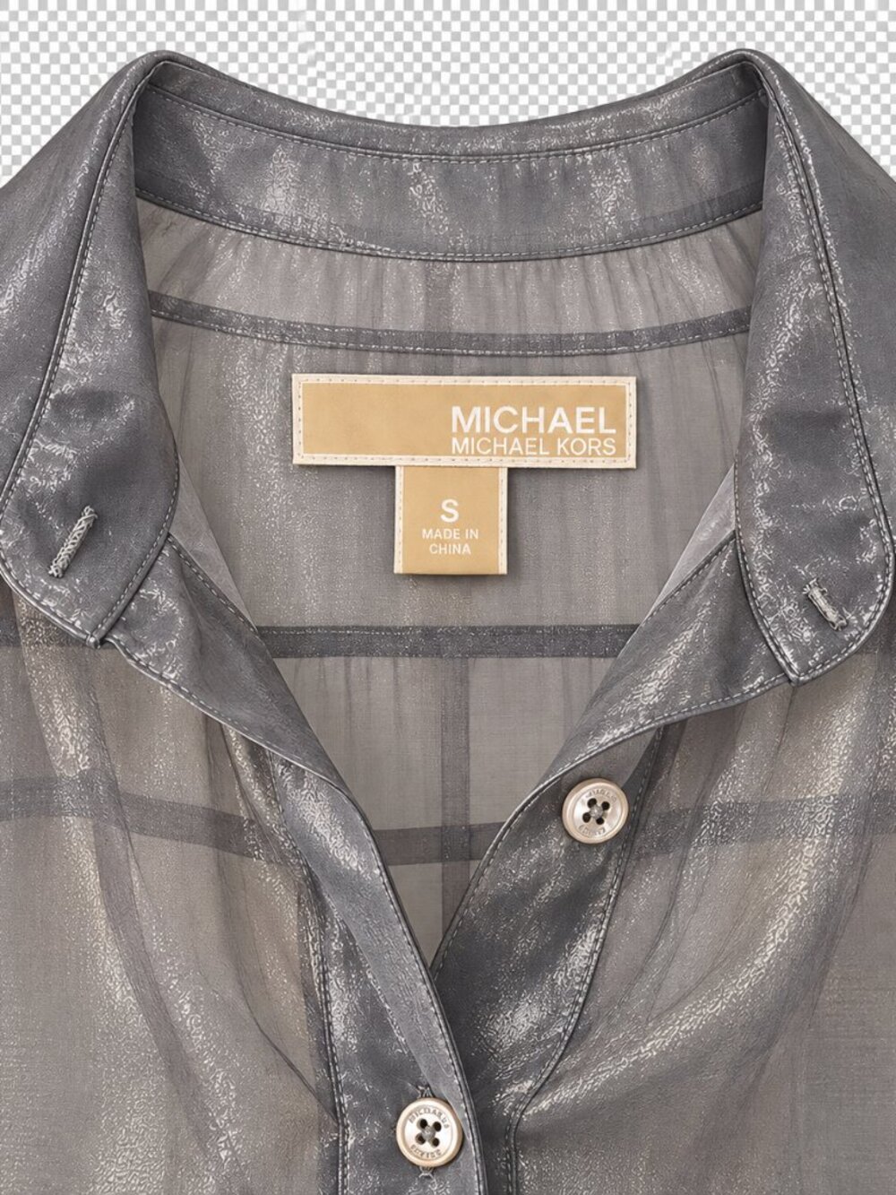 Michael Kors Sheer See Through Silver Gray Blouse